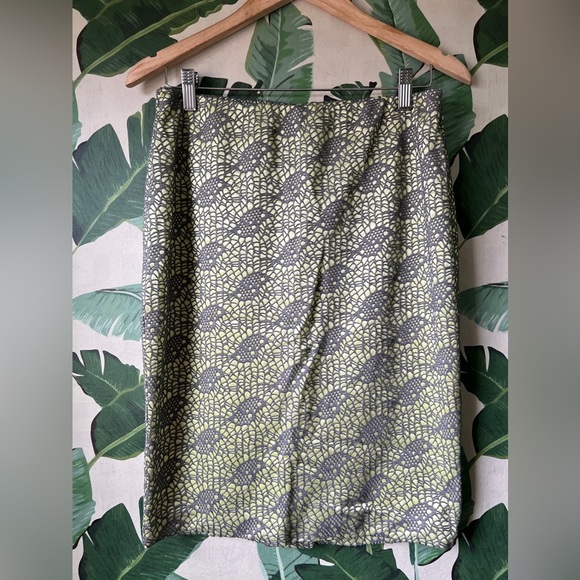 Mossimo Neon Yellow Green Gray Crochet Stretch Pencil Skirt M - Picture 1 of 4